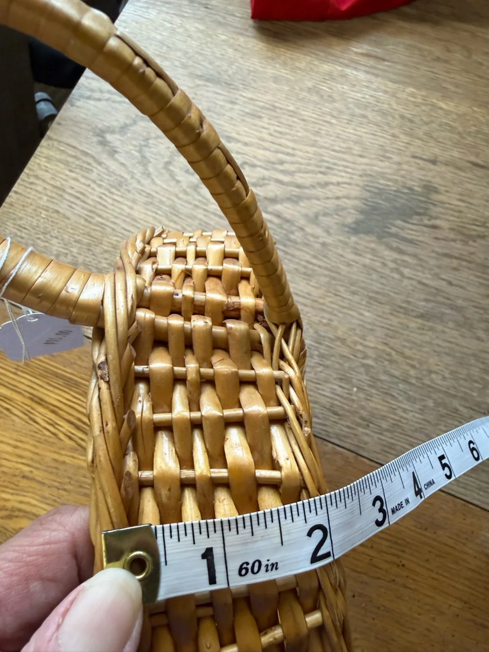 Vintage Wicker Gathering Basket Tray w/ Handle Cottagecore Farmhouse Boho Decor